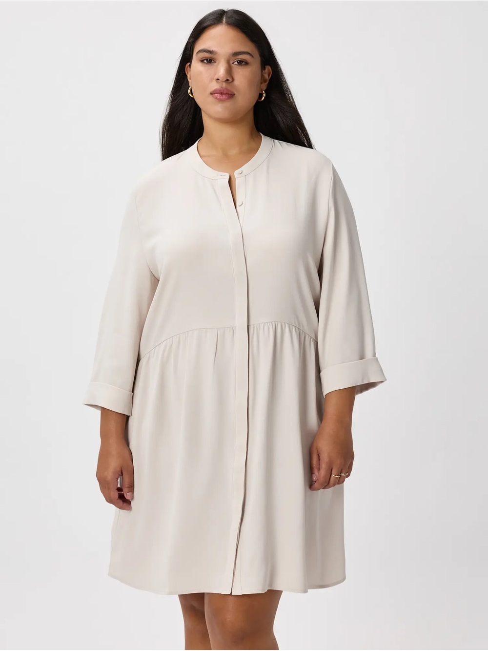 New Quince Fluid Crepe Shirt Dress - medium